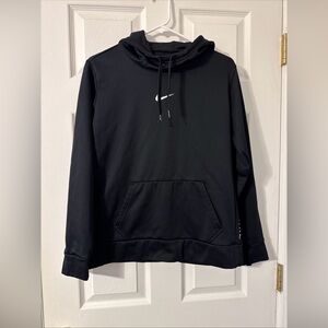 Nike Therma Taping Pullover Hoodie Sweatshirt Women M Black Pockets